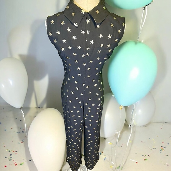 NWT RIXO London ‘Frankie’ Black & Gold Star Print Jumpsuit Size XXS / 2 - Picture 12 of 16